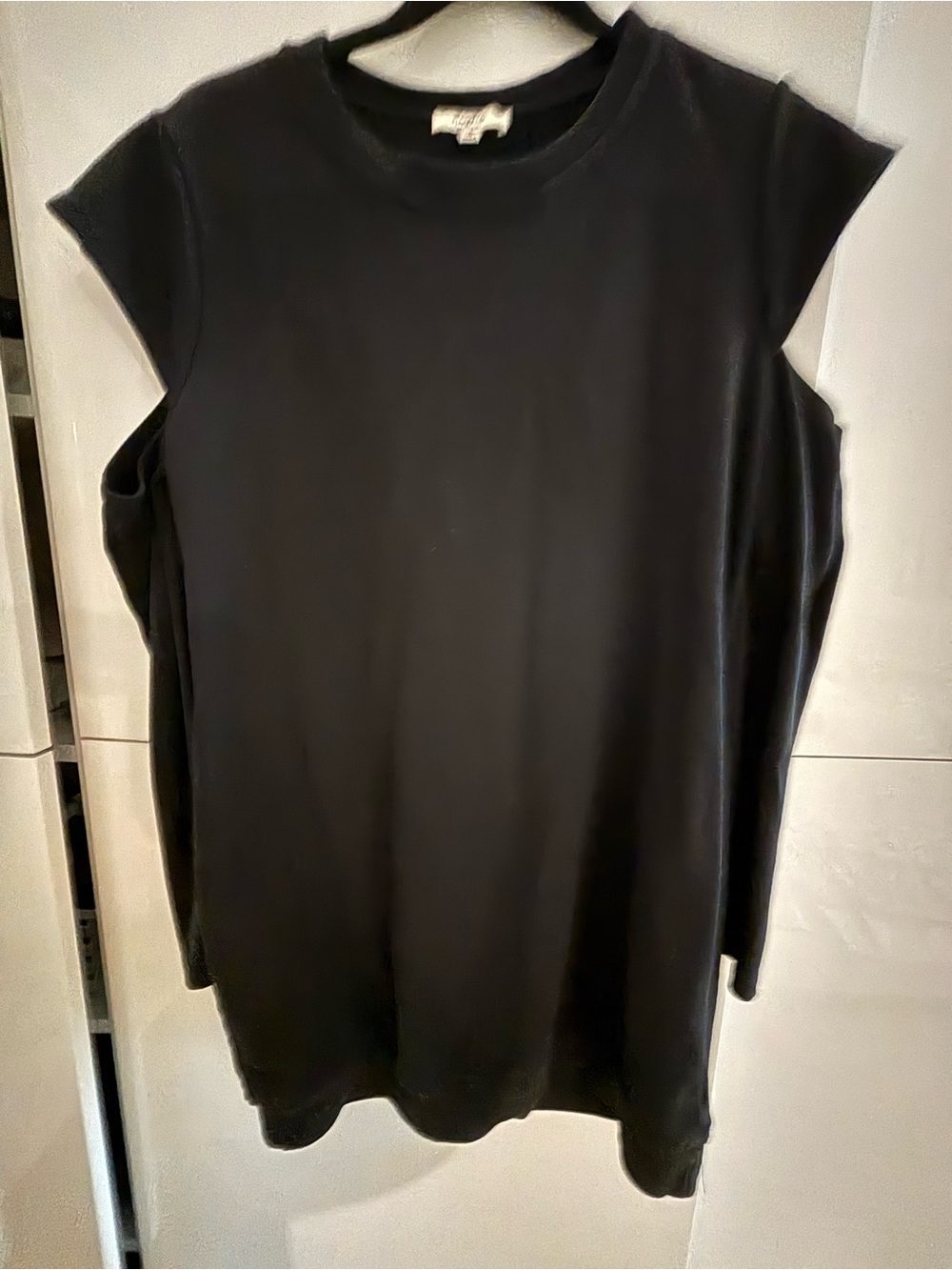 Black cold shoulder sweatshirt dress- Classic Crewneck